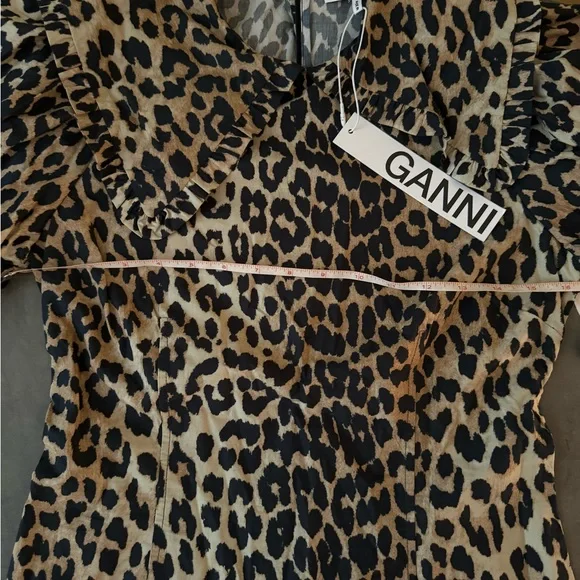 Ganni Leopard Cotton Poplin Mini Dress - Picture 8 of 15